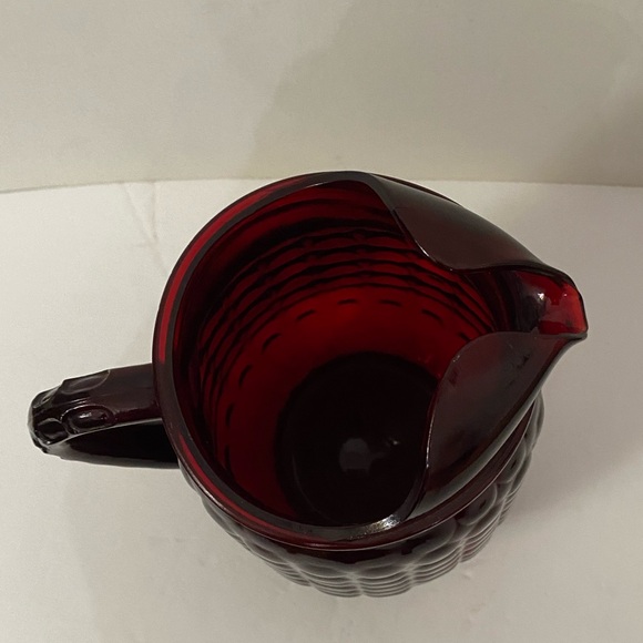 Vintage Anchor Hocking Ruby Red Bubble Glass Lip Water Pitcher 64 oz - Picture 5 of 11